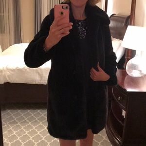 J Crew Navy Faux Fur Coat